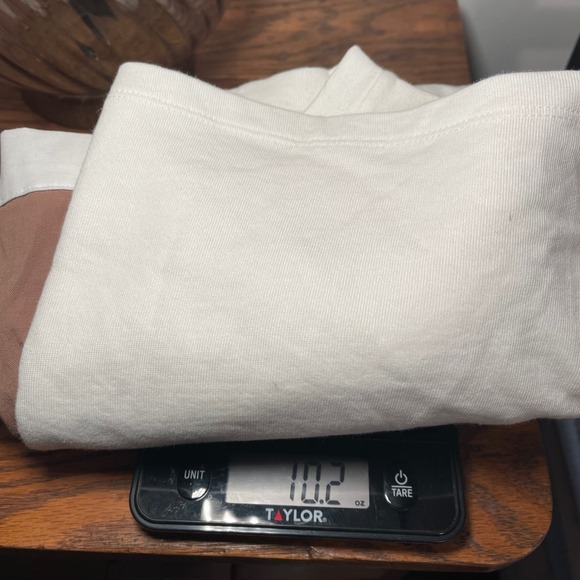 ZARA Colorblock Long Sleeve T-Shirt White Brown Women's Size S Soft Crewneck - Picture 9 of 9